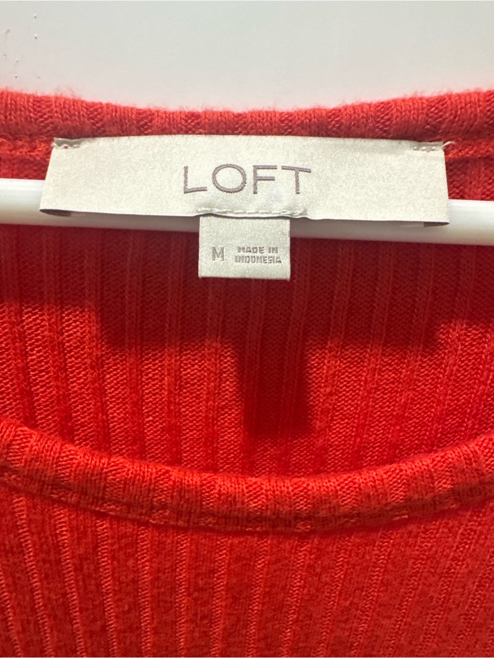LOFT Ribbed Crew Neck Sweater - Red - Picture 2 of 4